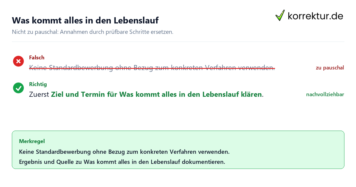 Ungeeignete und belastbare Vorgehensweise bei Was kommt alles in den Lebenslauf
