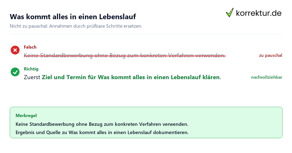 Ungeeignete und belastbare Vorgehensweise bei Was kommt alles in einen Lebenslauf