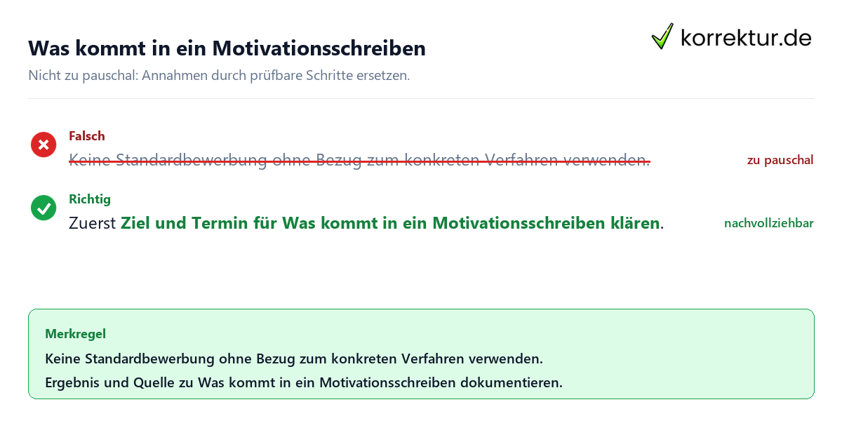 Ungeeignete und belastbare Vorgehensweise bei Was kommt in ein Motivationsschreiben