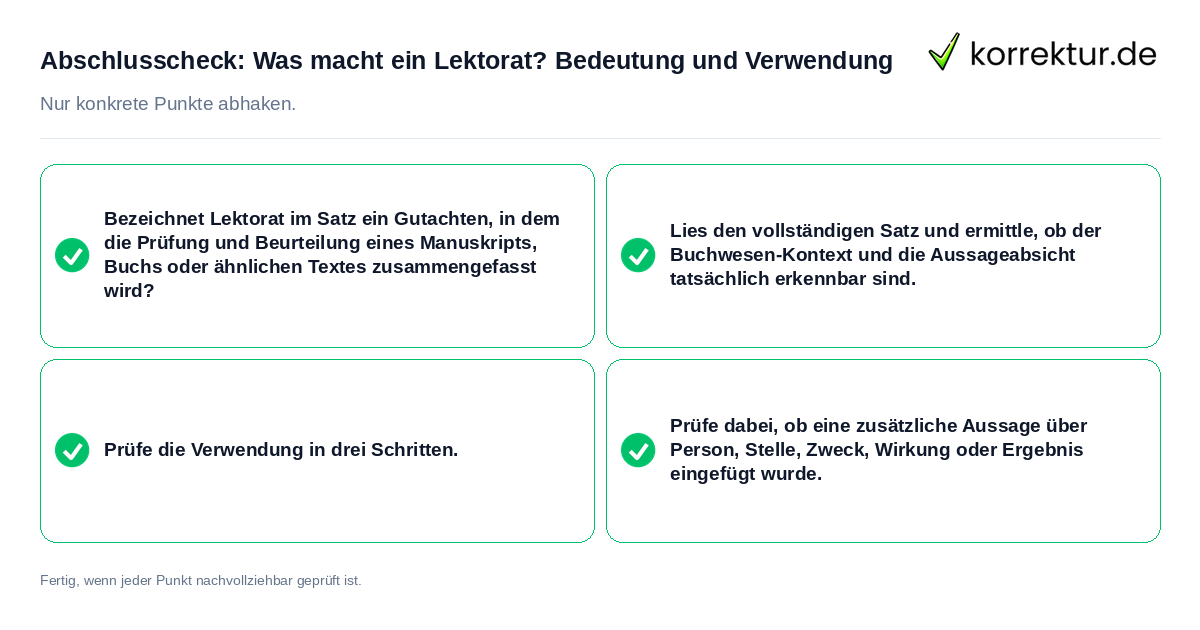 Konkreter Abschlusscheck zu Was macht ein Lektorat? Bedeutung und Verwendung