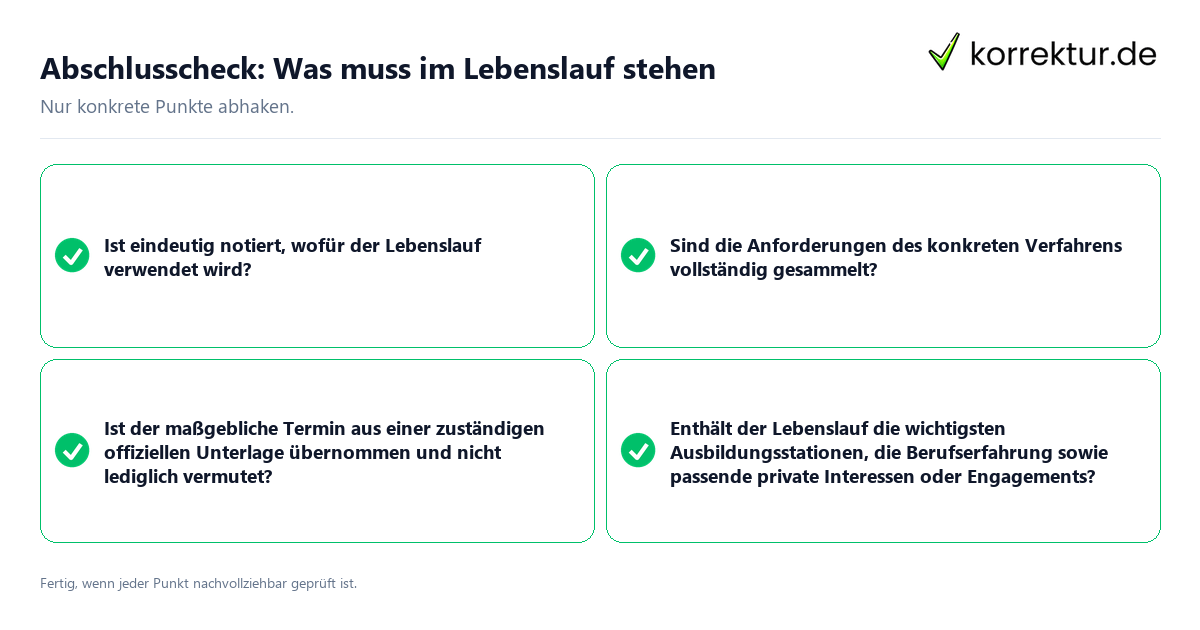 Abschlusscheck: Was muss im Lebenslauf stehen Konkreter Abschlusscheck zu Was muss im Lebenslauf stehen