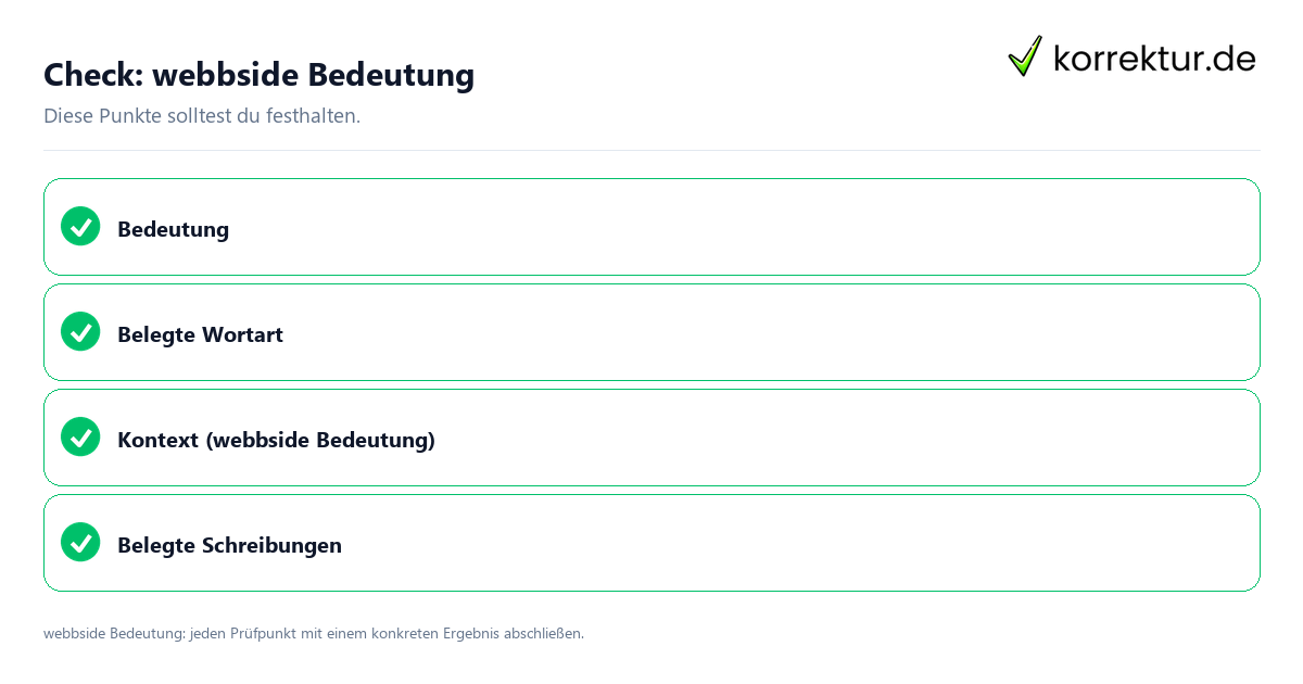 Check: webbside Bedeutung Webbside Bedeutung mit einer themenspezifischen Checkliste