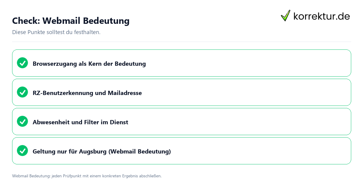 Check: Webmail Bedeutung Webmail Bedeutung mit einer themenspezifischen Checkliste