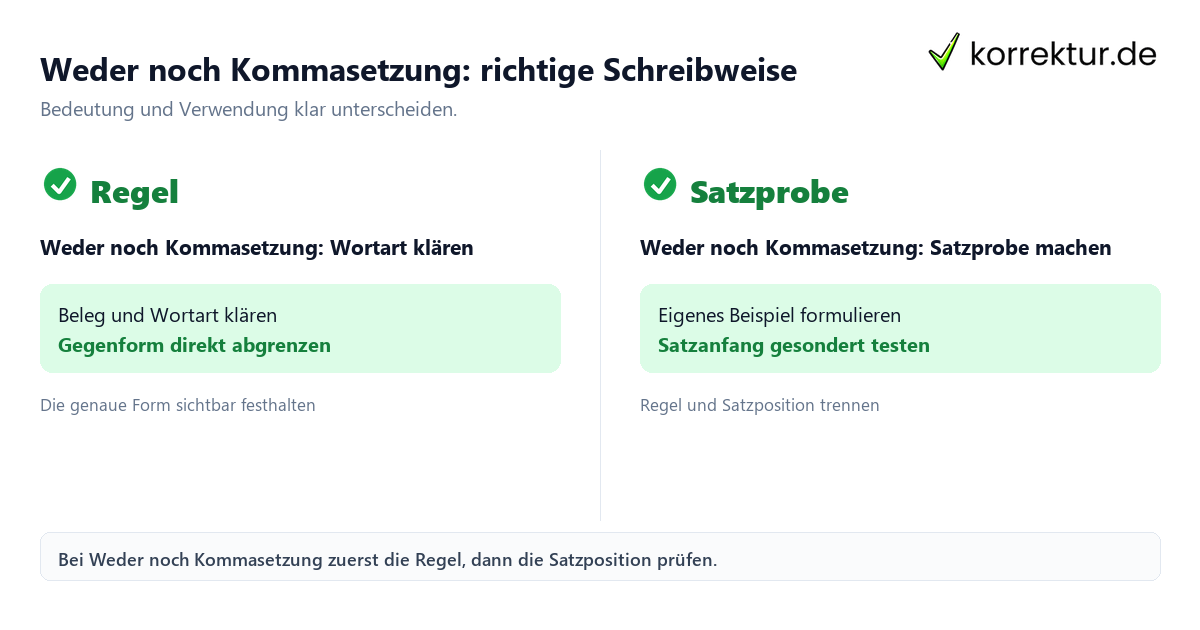 Weder noch Kommasetzung: richtige Schreibweise mit Bedeutung und passender Verwendung im Vergleich