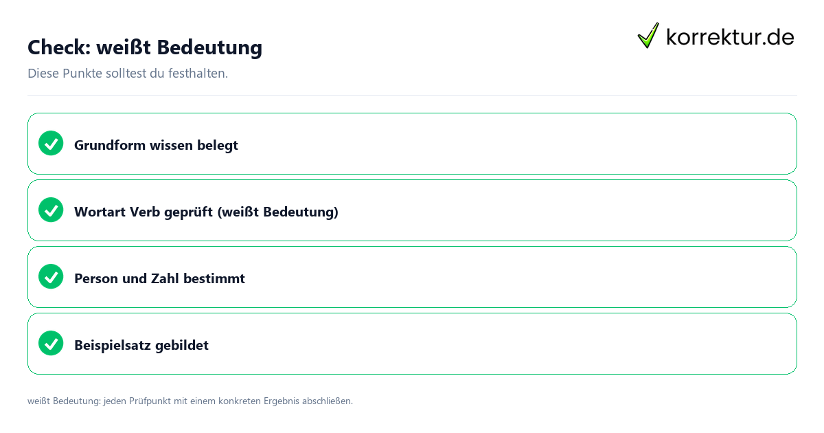 Weißt Bedeutung mit einer themenspezifischen Checkliste