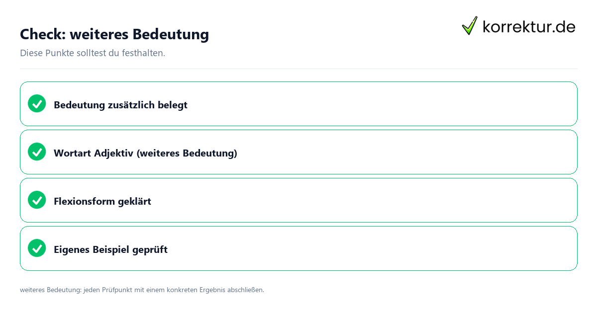 Weiteres Bedeutung mit einer themenspezifischen Checkliste
