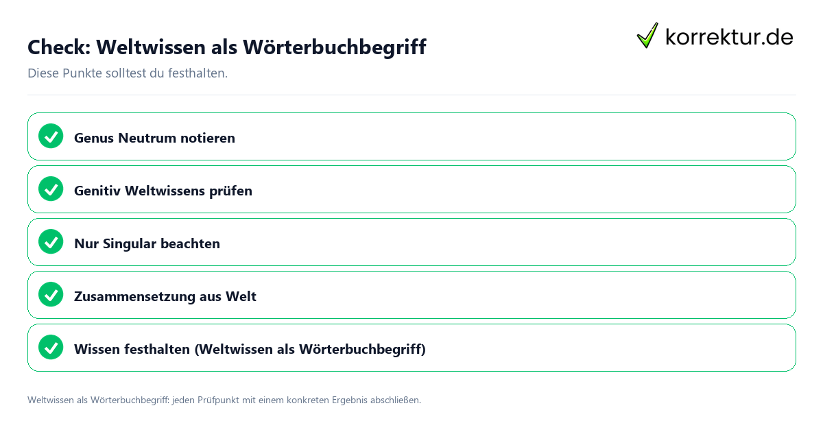 Weltwissen als Wörterbuchbegriff mit einer themenspezifischen Checkliste