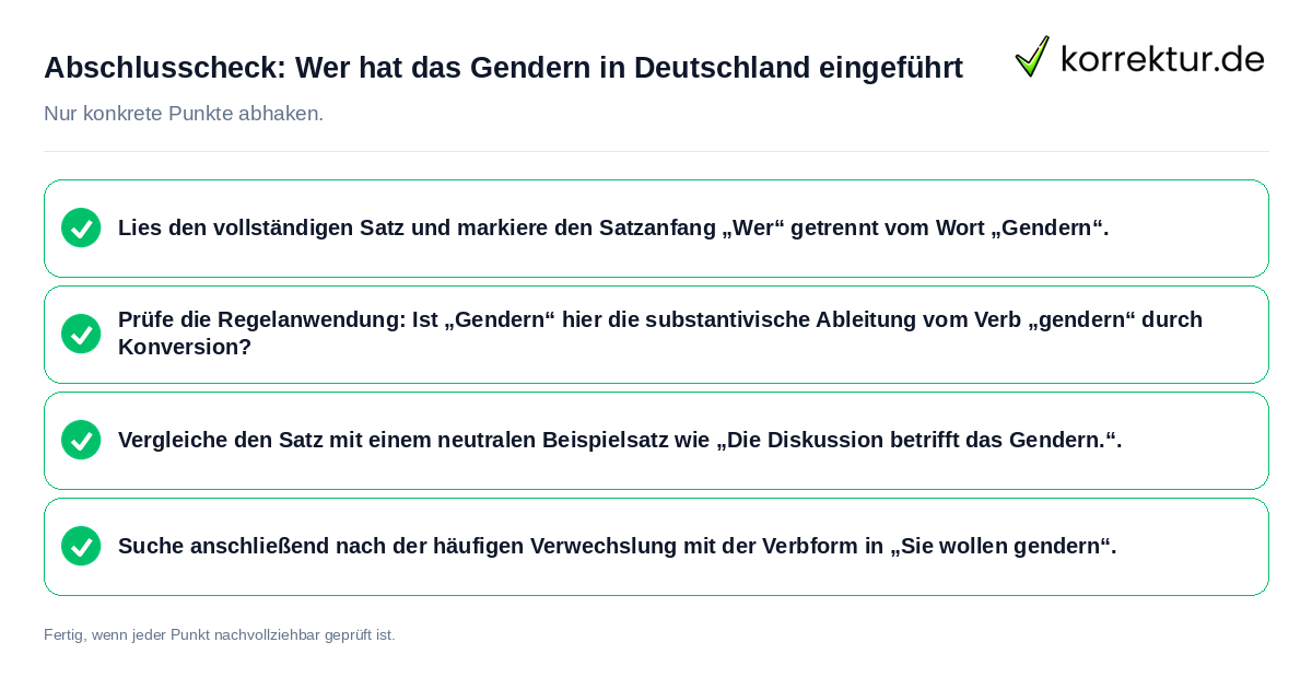 Konkreter Abschlusscheck zu Wer hat das Gendern in Deutschland eingeführt