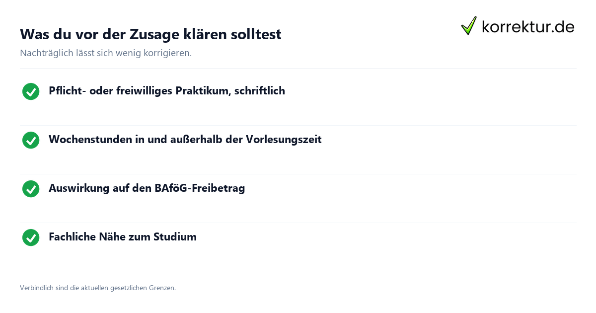 Was du vor der Zusage klären solltest Werkstudent, Minijob, Praktikum: Punkte vor der Zusage