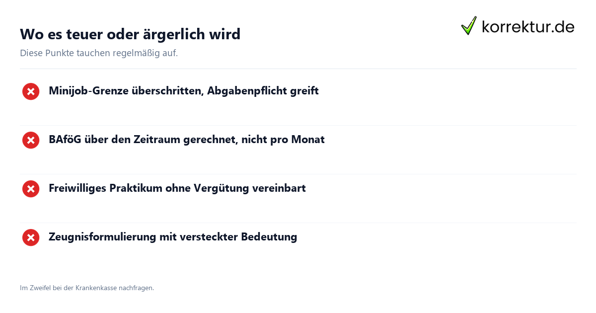 Werkstudent, Minijob, Praktikum: typische Stolperstellen