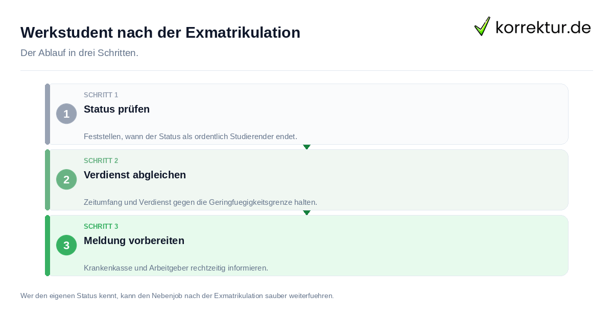 Werkstudent nach der Exmatrikulation: der Ablauf in drei Schritten