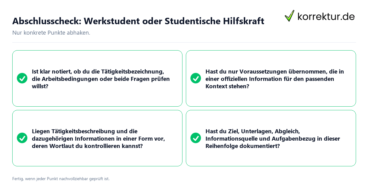 Konkreter Abschlusscheck zu Werkstudent oder Studentische Hilfskraft