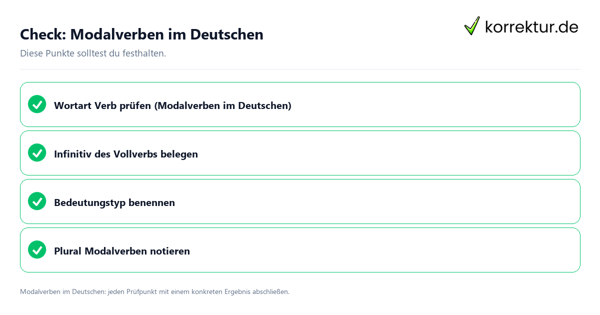 Check: Modalverben im Deutschen Modalverben im Deutschen mit einer themenspezifischen Checkliste