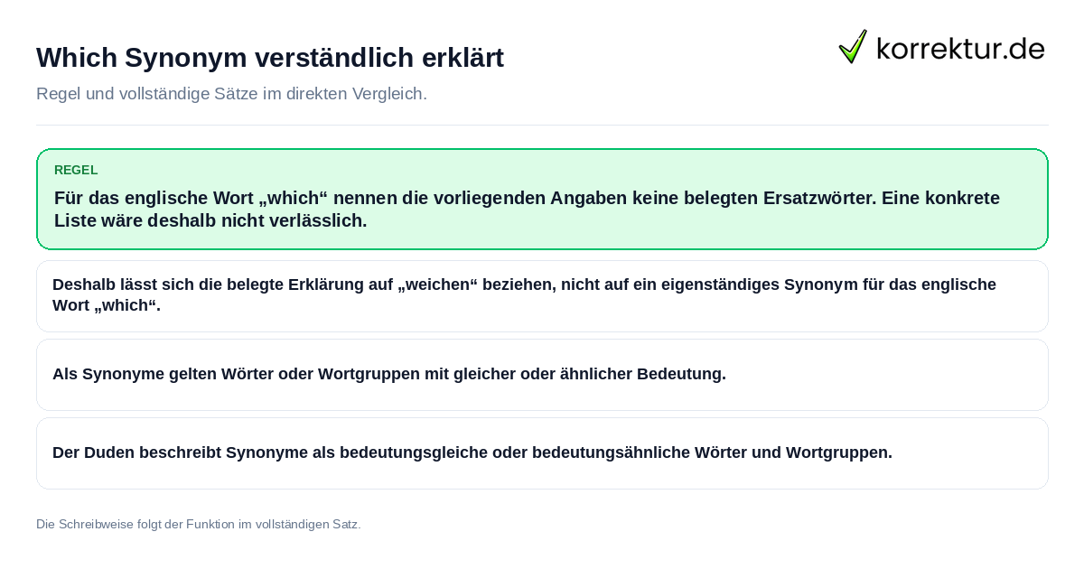 Which Synonym verständlich erklärt Konkrete Regel und vollständige Beispielsätze zu Which Synonym verständlich erklärt