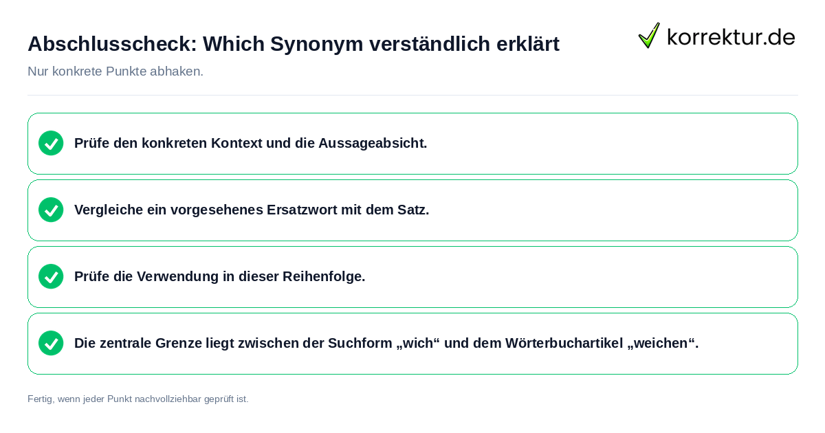 Abschlusscheck: Which Synonym verständlich erklärt Konkreter Abschlusscheck zu Which Synonym verständlich erklärt