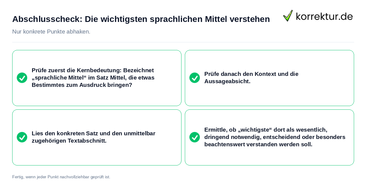 Konkreter Abschlusscheck zu Die wichtigsten sprachlichen Mittel verstehen