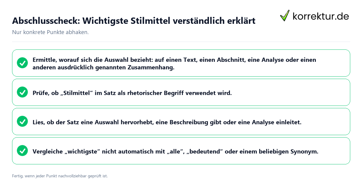 Konkreter Abschlusscheck zu Wichtigste Stilmittel verständlich erklärt