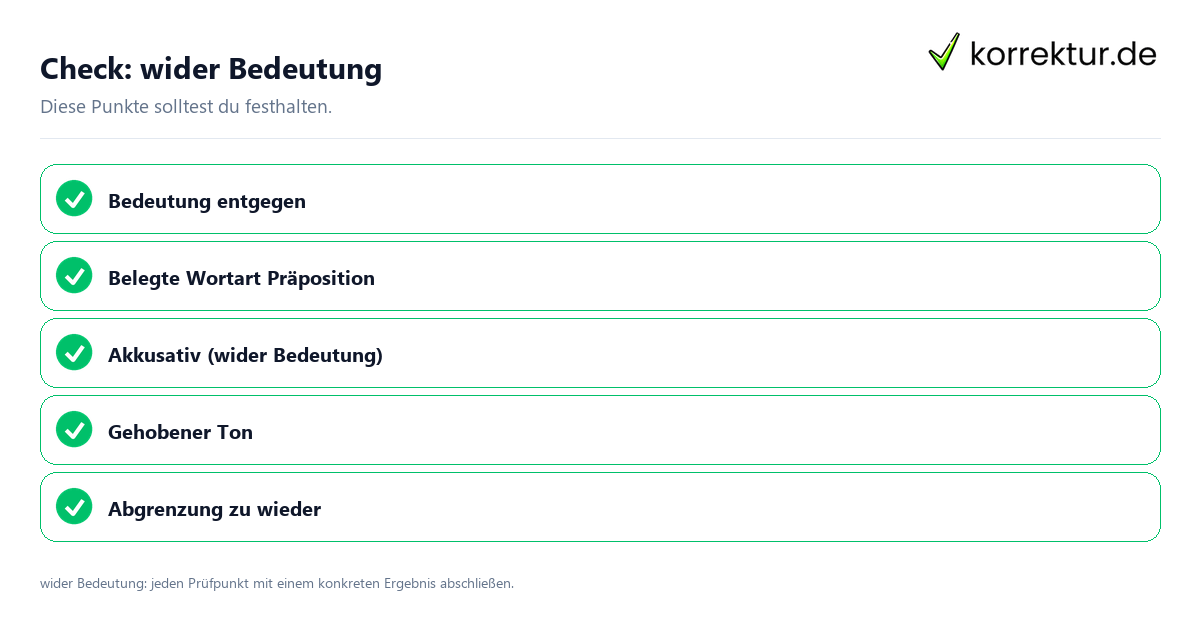 Check: wider Bedeutung Wider Bedeutung mit einer themenspezifischen Checkliste