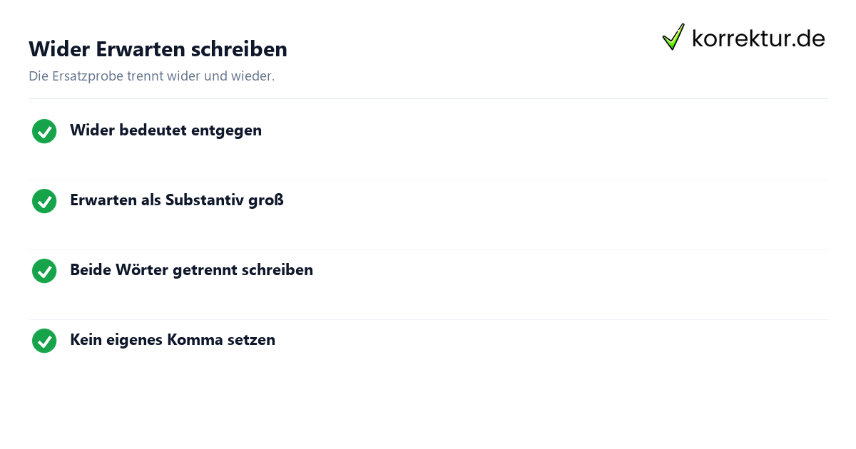 Wider Erwarten richtige Schreibweise