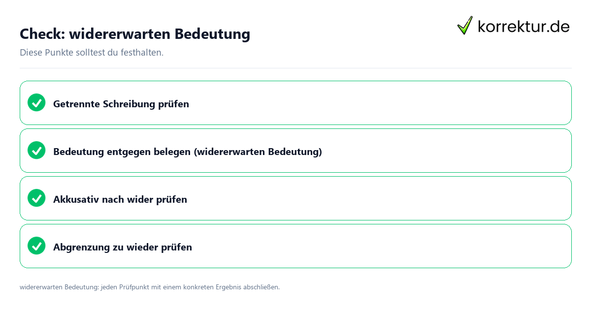 Widererwarten Bedeutung mit einer themenspezifischen Checkliste