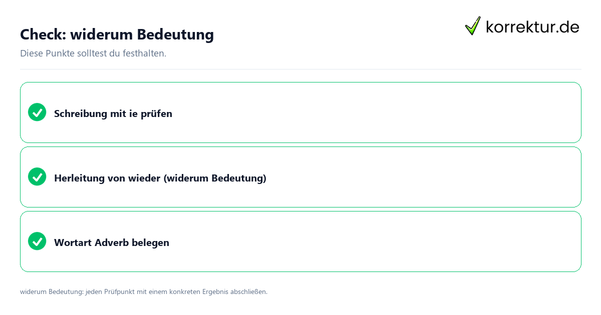 Widerum Bedeutung mit einer themenspezifischen Checkliste