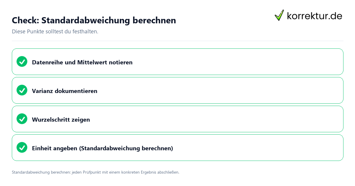 Check: Standardabweichung berechnen Standardabweichung berechnen mit einer themenspezifischen Checkliste