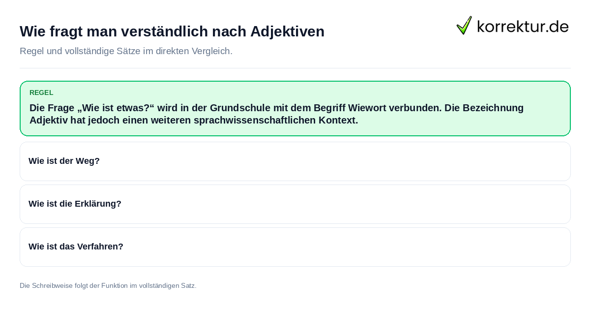 Wie fragt man verständlich nach Adjektiven Konkrete Regel und vollständige Beispielsätze zu Wie fragt man verständlich nach Adjektiven