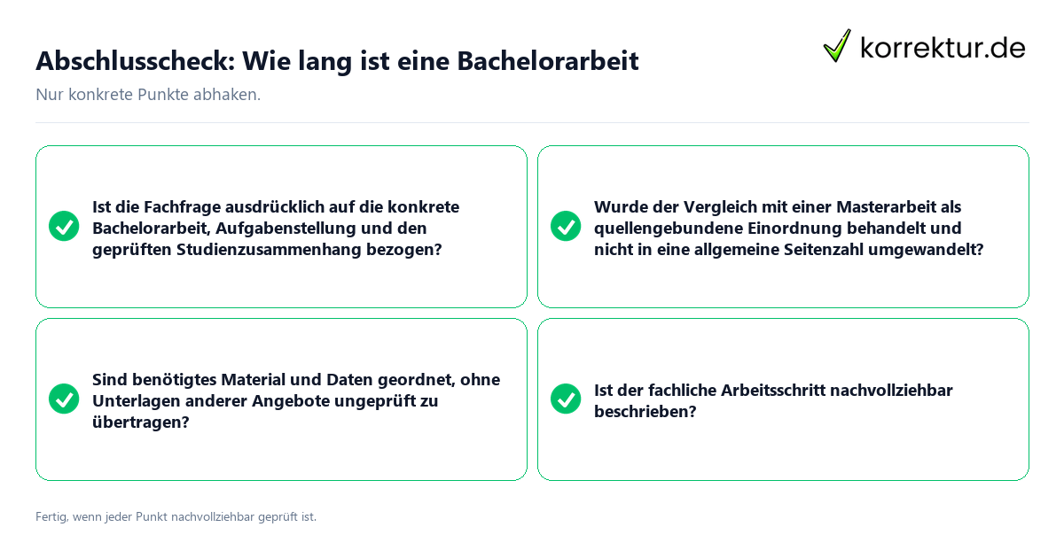 Konkreter Abschlusscheck zu Wie lang ist eine Bachelorarbeit