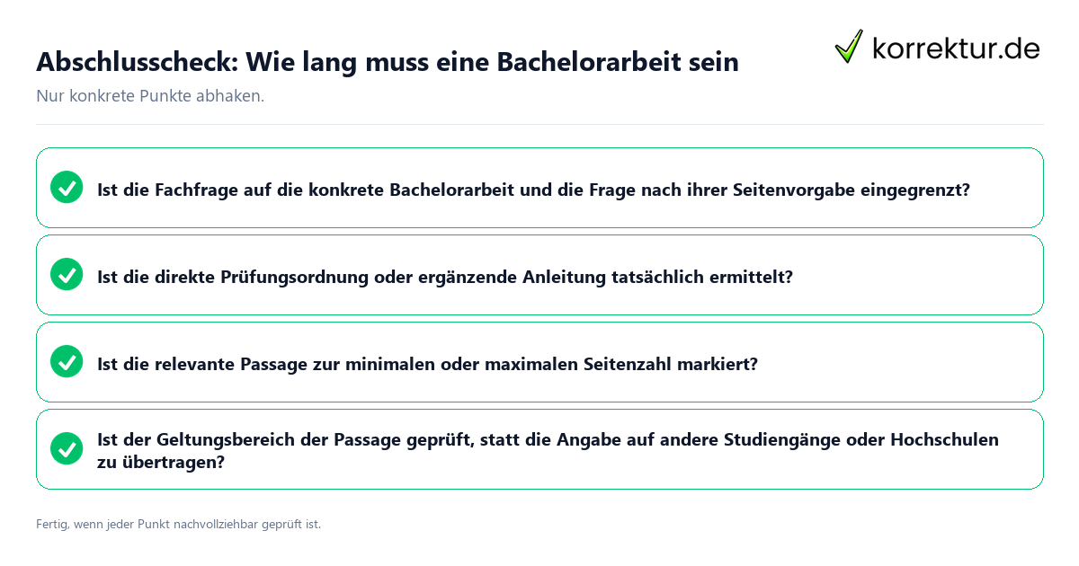 Abschlusscheck: Wie lang muss eine Bachelorarbeit sein Konkreter Abschlusscheck zu Wie lang muss eine Bachelorarbeit sein