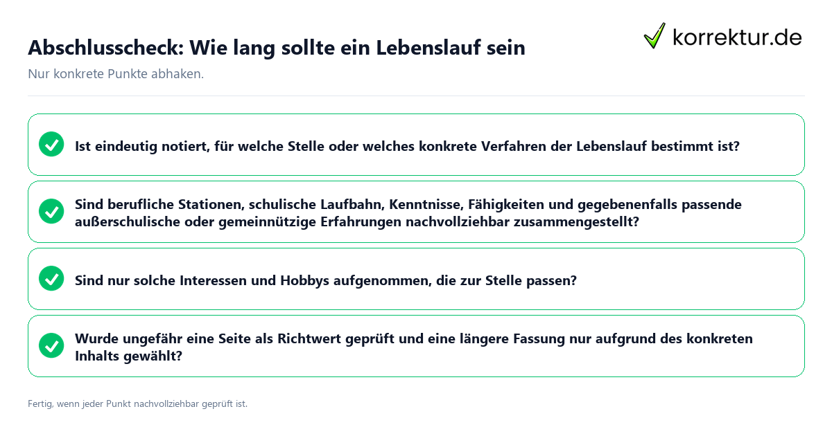 Konkreter Abschlusscheck zu Wie lang sollte ein Lebenslauf sein