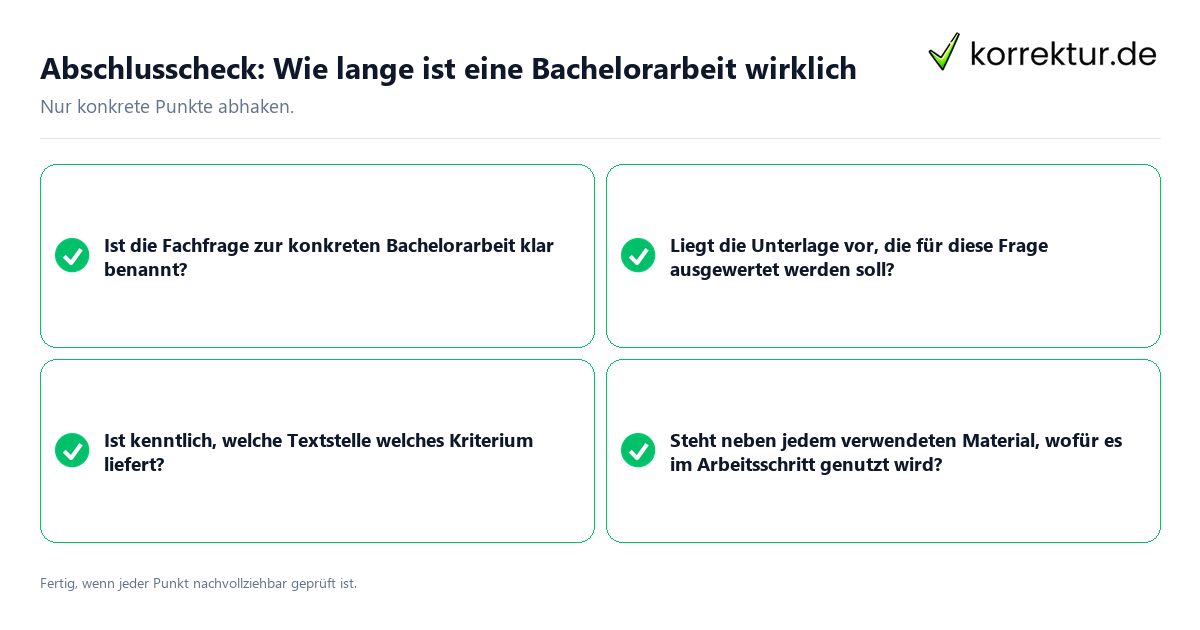 Abschlusscheck: Wie lange ist eine Bachelorarbeit wirklich Konkreter Abschlusscheck zu Wie lange ist eine Bachelorarbeit wirklich