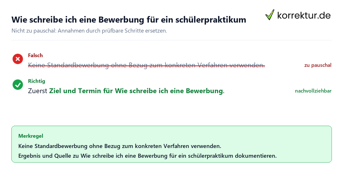 Ungeeignete und belastbare Vorgehensweise bei Wie schreibe ich eine Bewerbung für ein schülerpraktikum