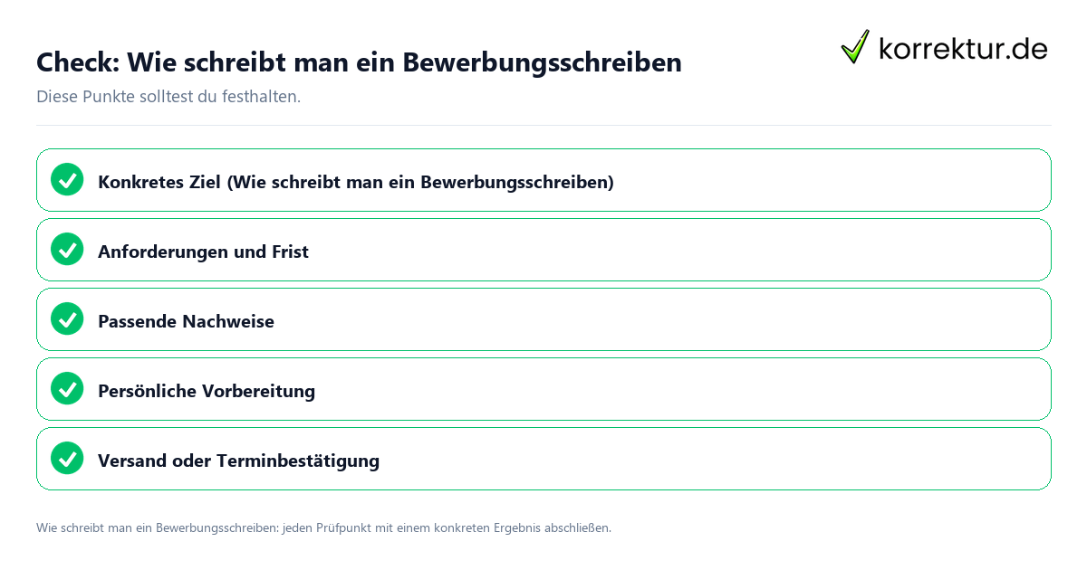 Wie schreibt man ein Bewerbungsschreiben mit einer themenspezifischen Checkliste