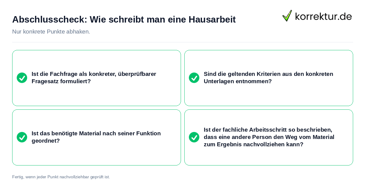 Abschlusscheck: Wie schreibt man eine Hausarbeit Konkreter Abschlusscheck zu Wie schreibt man eine Hausarbeit