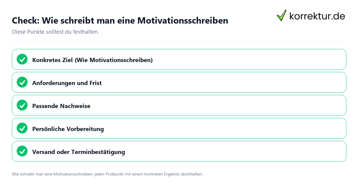Wie schreibt man eine Motivationsschreiben mit einer themenspezifischen Checkliste