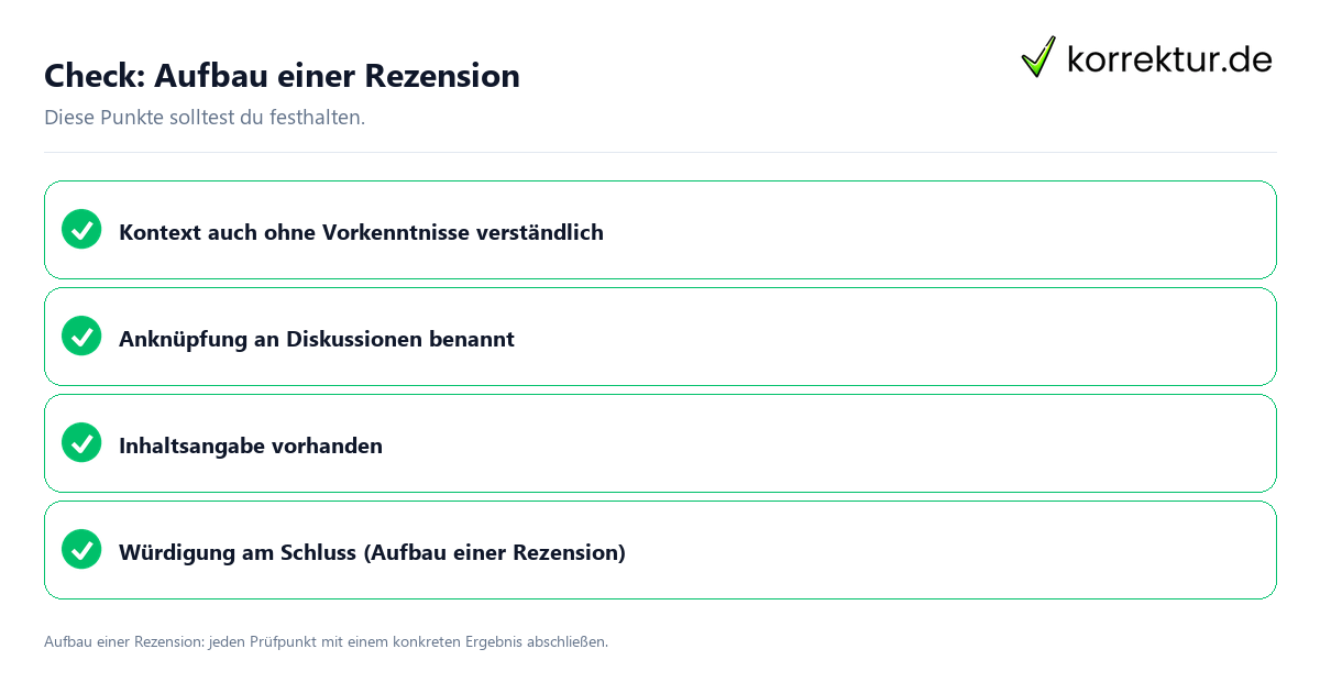 Check: Aufbau einer Rezension Aufbau einer Rezension mit einer themenspezifischen Checkliste