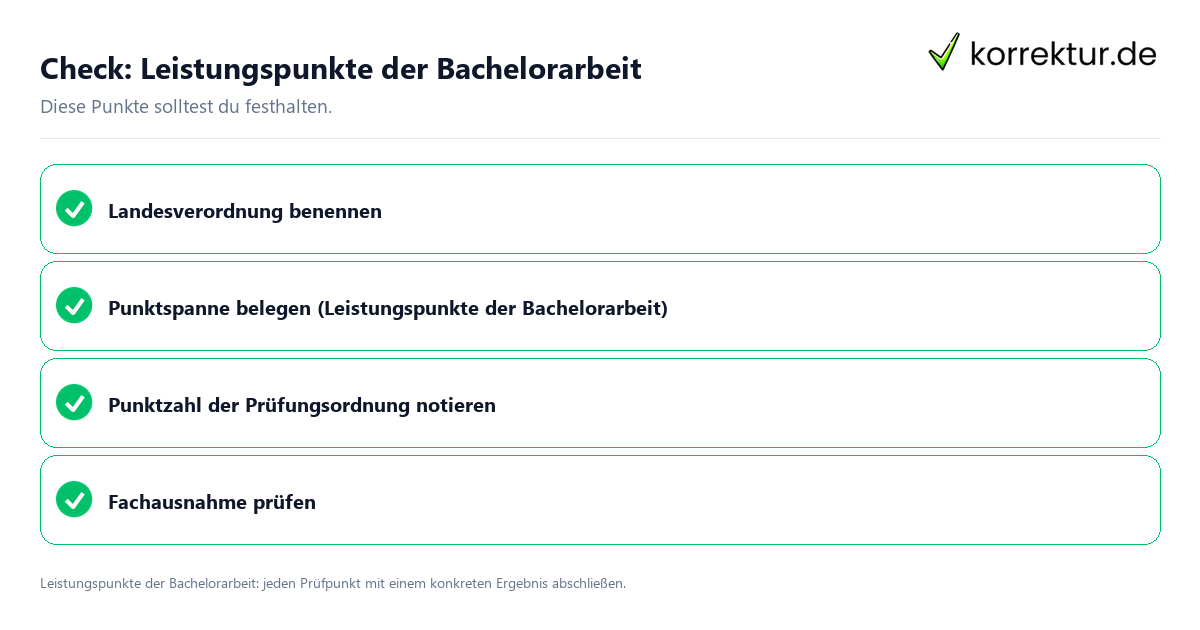 Check: Leistungspunkte der Bachelorarbeit Leistungspunkte der Bachelorarbeit mit einer themenspezifischen Checkliste