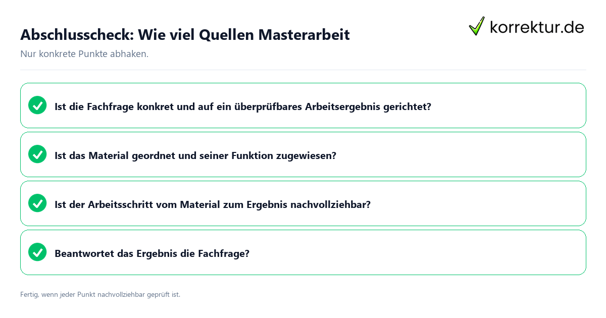 Konkreter Abschlusscheck zu Wie viel Quellen Masterarbeit