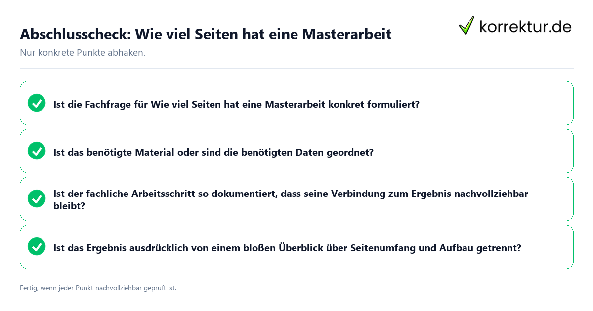 Konkreter Abschlusscheck zu Wie viel Seiten hat eine Masterarbeit