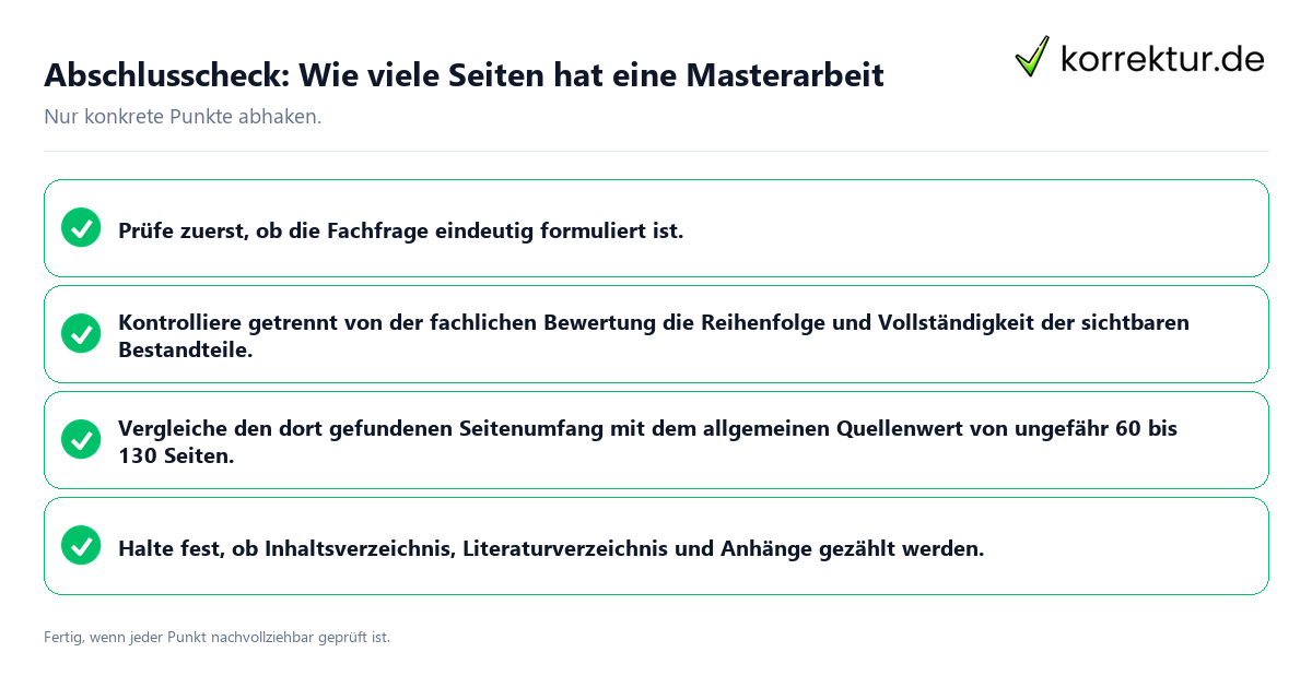 Konkreter Abschlusscheck zu Wie viele Seiten hat eine Masterarbeit