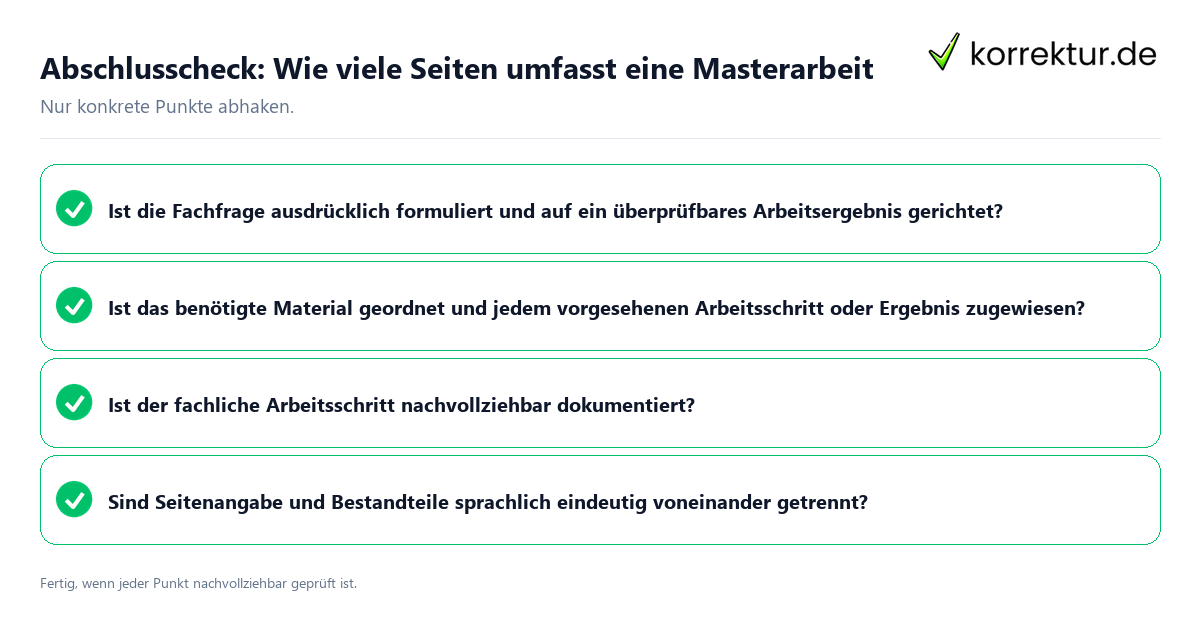 Abschlusscheck: Wie viele Seiten umfasst eine Masterarbeit Konkreter Abschlusscheck zu Wie viele Seiten umfasst eine Masterarbeit