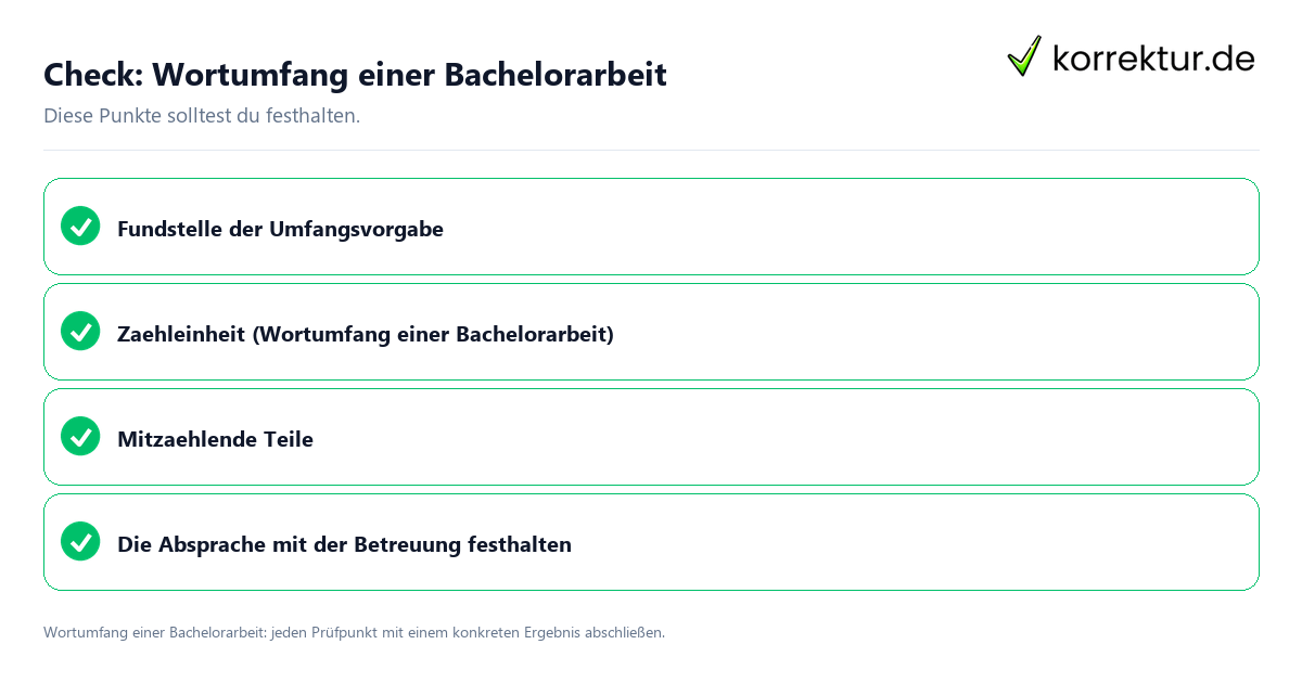 Check: Wortumfang einer Bachelorarbeit Wortumfang einer Bachelorarbeit mit einer themenspezifischen Checkliste