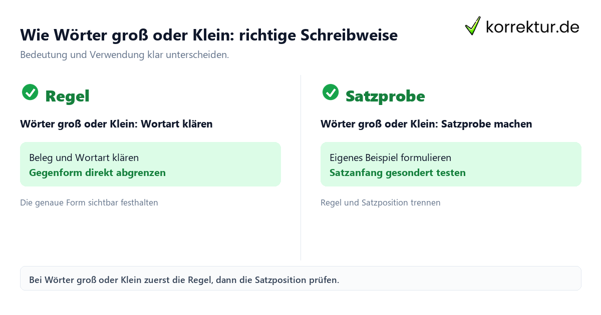 Wie Wörter groß oder Klein: richtige Schreibweise mit Bedeutung und passender Verwendung im Vergleich