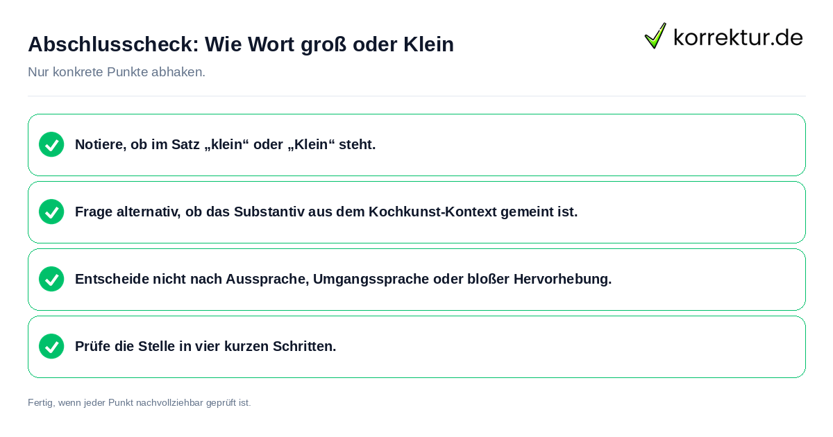 Konkreter Abschlusscheck zu Wie Wort groß oder Klein