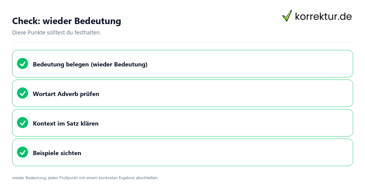 Wieder Bedeutung mit einer themenspezifischen Checkliste