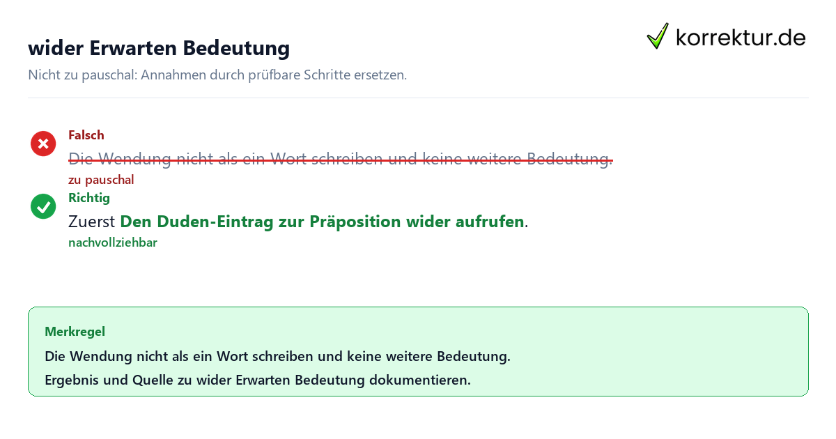 Ungeeignete und belastbare Vorgehensweise bei wider Erwarten Bedeutung