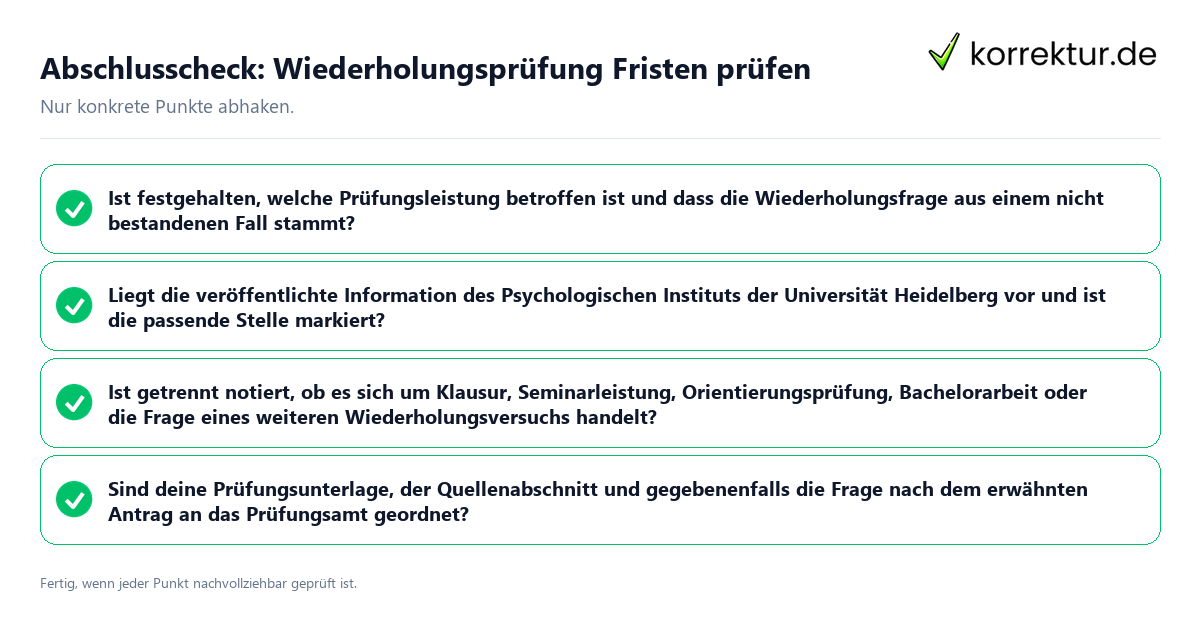Konkreter Abschlusscheck zu Wiederholungsprüfung Fristen prüfen