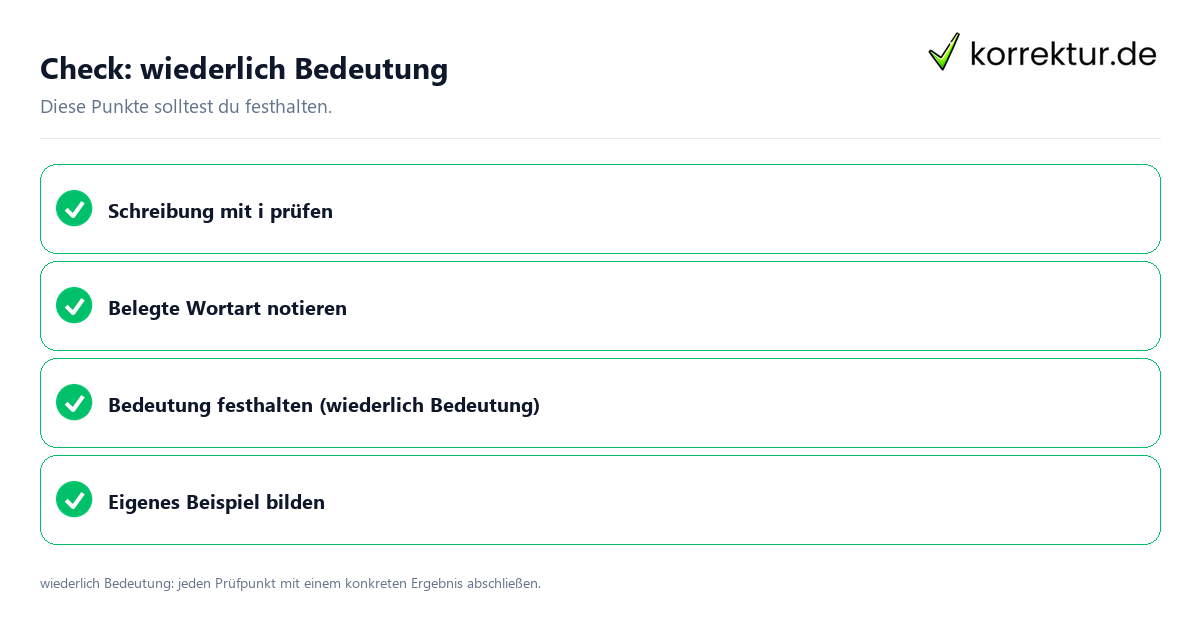 Wiederlich Bedeutung mit einer themenspezifischen Checkliste