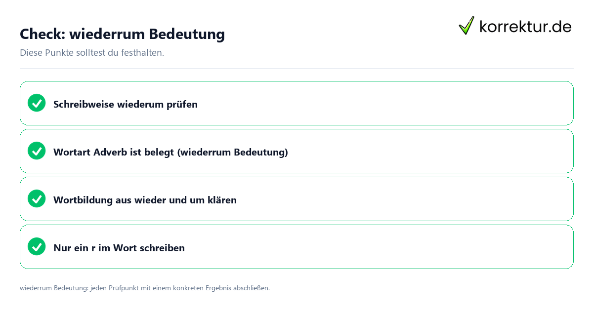 Wiederrum Bedeutung mit einer themenspezifischen Checkliste