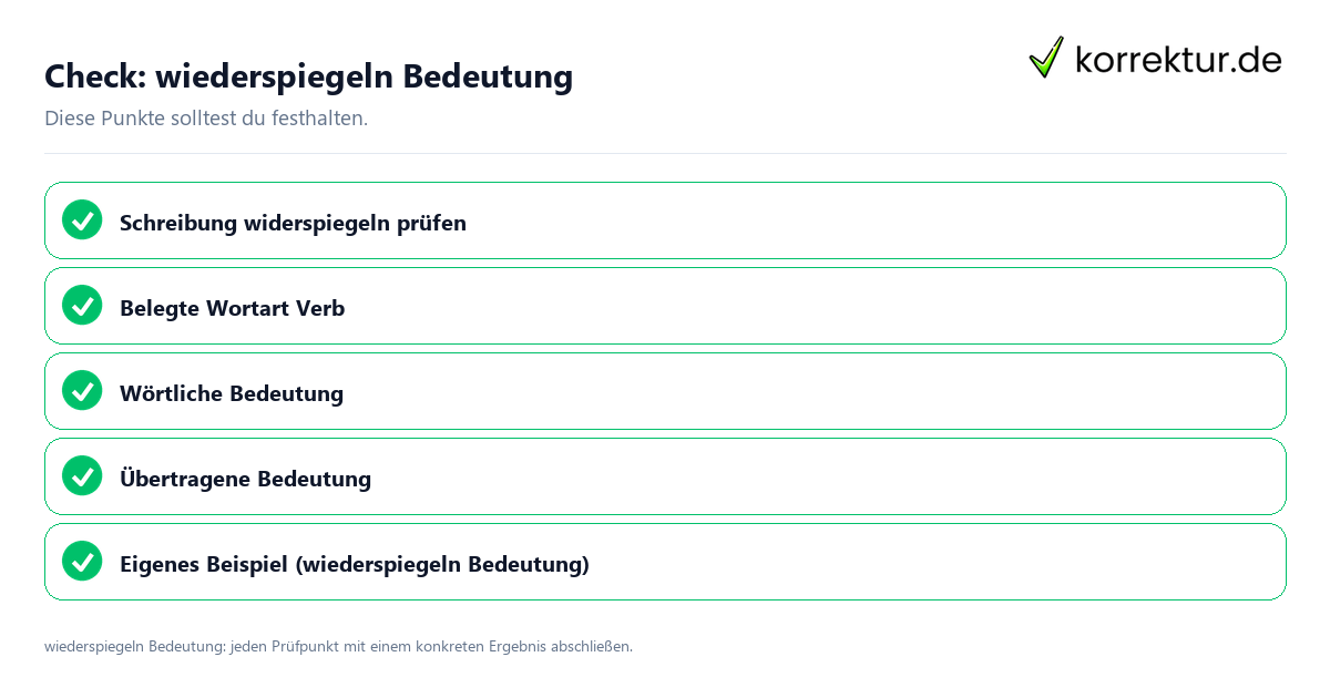 Check: wiederspiegeln Bedeutung Wiederspiegeln Bedeutung mit einer themenspezifischen Checkliste